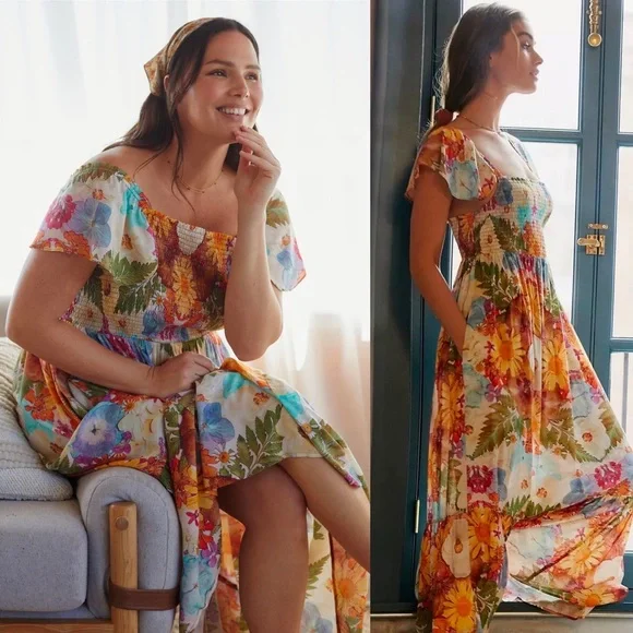 Anthropologie Moxy Collective Smocked
Floral Flutter Sleeve Sleep Dress - Picture 2 of 13